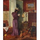 Clovis François Auguste Didier (1858) Femme dans un intérieur Huile sur toile Signée en bas à gauche