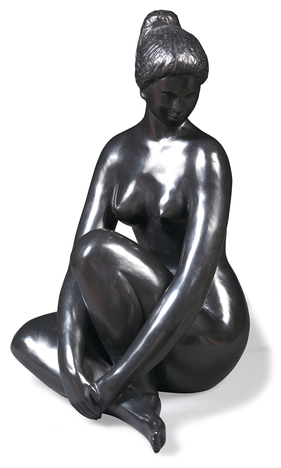 David MESLY (1918-2004) Femme assise Epreuve à patine noire Cachet du fondeur "Serralheiro" numéroté