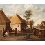 École Flamande du XIXe Siècle, suiveur de David TENIERS Jeux de boules Toile. (Restaurations