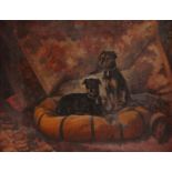 Christophe CATHELINAUX (Warcq 1819 - Paris 1883) Chiens de compagnie Toile. Signée et datée en bas à