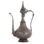 ODIOT Cafetière en argent et vermeil, de forme turque, balustre à long col, posant sur un piédouche,