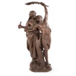 Eugène MARIOTON (1857-1933) Gloria Patria Groupe en bronze à patine brune. Signé E. Marioton (1857-