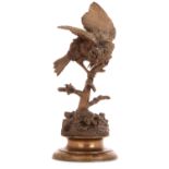 Ferdinand Pautrot (1832-1874) Oiseau sur une branche Bronze Signé E. PAUTROT sur le terrain. BRONZE.