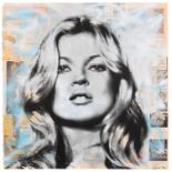 Mr. Brainwash (né en 1966)Kate MossSérigraphie et peinture aérosol sur papier journal contrecollé