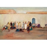 GASTON DUREL (1879-1954) SORTIE DE LA MÉDINA WAY OUT OF THE MEDINA Huile sur panneau, signée en