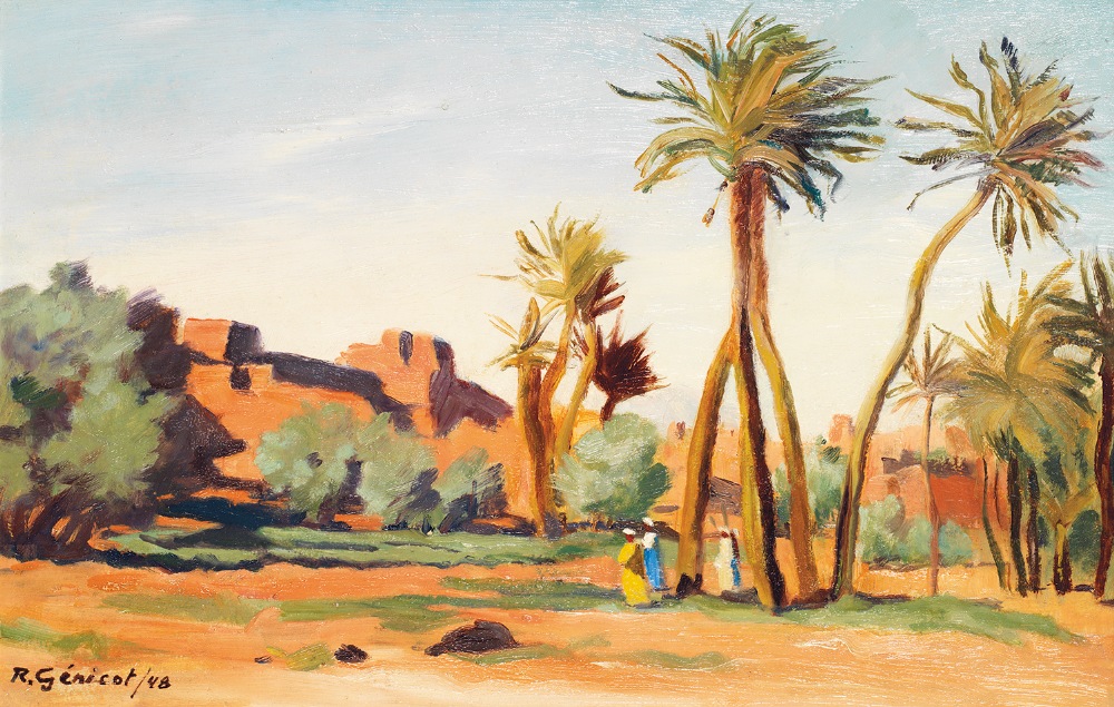 ROBERT-ALBERT GENICOT (1890-1981) COIN DE PALMERAIE DANS LE TODRA CORNER OF THE PALM GROVE IN THE