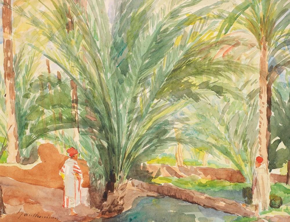 LOUIS-JOSEPH ANTHONISSEN (1849-1913) SOUS LA PALMERAIE, SUD ALGÉRIEN UNDER THE PALM GROVE, SOUTH