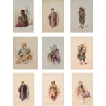 ÉCOLE ORIENTALISTE (XIXE SIÈCLE) Ensemble de neuf aquarelles sur papier représentant divers