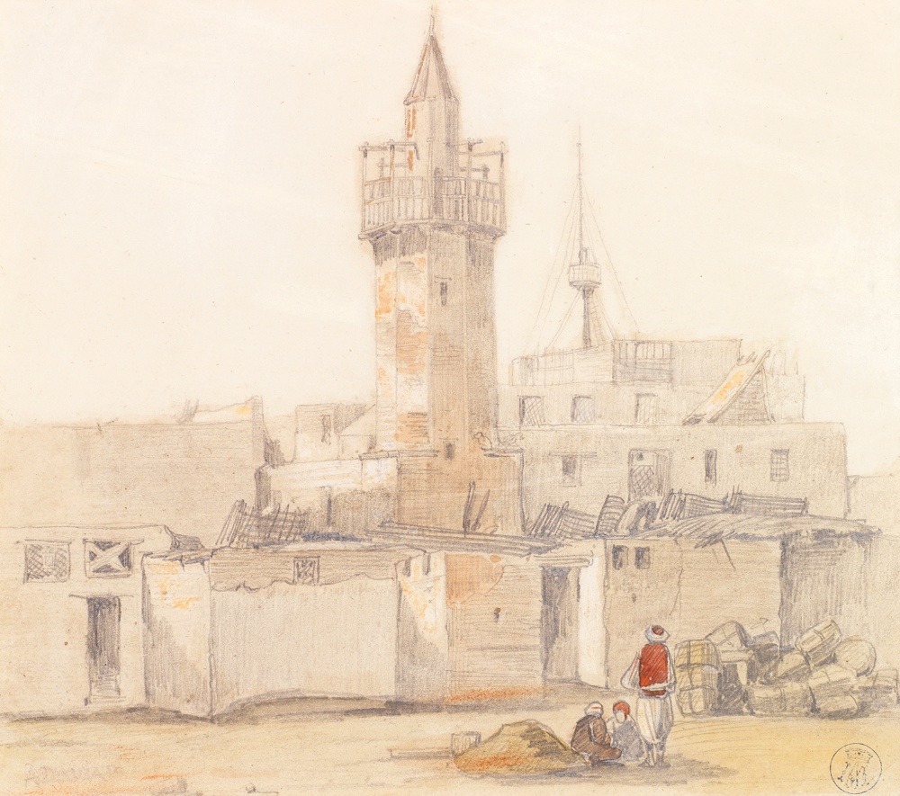 ADRIEN DAUZATS (1804-1868) LA MOSQUÉE DE COLEAH (ALGÉRIE) THE MOSQUE OF COLEAH Dessin à la mine de