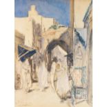 ALMERY LOBEL-RICHE (1877-1950) «FÈS, BALI, MZARA DE MOULAY, IDRISS» Fusain rehaussé d’aquarelle,