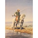 HEYLONJALJ (DÉBUT XIXE SIÈCLE) CAVALIER ARABE ARAB HORSEMAN Aquarelle, signée vers le bas à droite