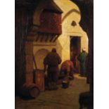 OTTO KRIENS (1873-1930) PETITS MÉTIERS EN TURQUIE WORKING IN A TURKISH STREET Huile sur toile signée