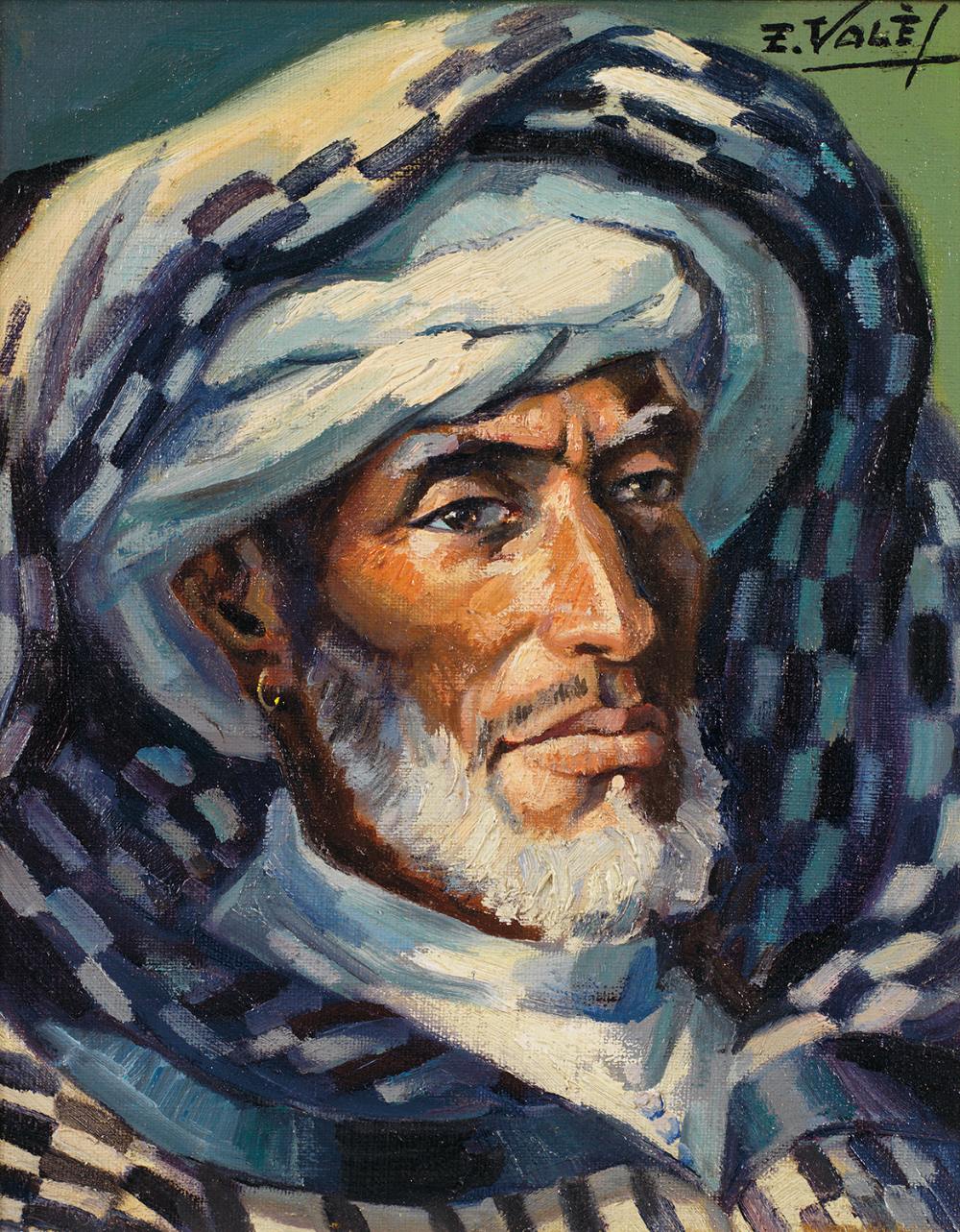 EDMOND VALÈS (1918-2001) ORIENTAL AU TURBAN ORIENTAL MAN WITH A TURBAN Huile sur toile, signée en