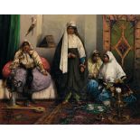 ÉCOLE PERSANE (XIXE SIÈCLE) LE THÉ AU HAREM TEATIME IN THE HAREM Huile sur toile, signée «Mohammed