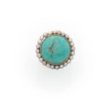 126 ANNEES 1910 BAGUE TURQUOISE en or rose 18K. Elle est ornée d'un cabochon de turquoise dans un