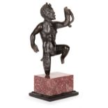 PADOUE, XVIE SIÈCLE SATYRE Bronze à patine noire. (Accidents et manques). HAUT. 24 cm (DONT