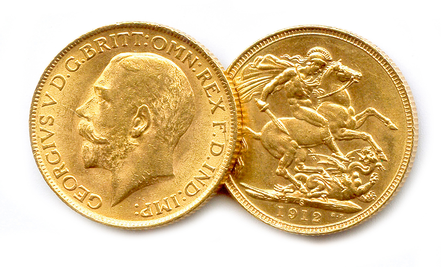 LOT DE DEUX SOUVERAINS OR GEORGES V 1911 et 1912 S. Two gold coins of Georges V POIDS : 16 gr (0,