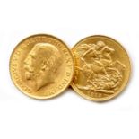 LOT DE DEUX SOUVERAINS OR GEORGES V 1911 et 1912 S. Two gold coins of Georges V POIDS : 16 gr (0,