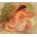 Pierre-Auguste Renoir (1841-1919) Baigneuse Huile sur toile 12,5 x 14 cm - 4 15/16 x 5 1/2 in.