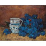 Stefan Luchian (1868-1916) Bouquet de bleuets Huile sur carton Signée en bas à gauche 40 x 50 cm -