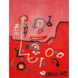 ƒ Gaston Chaissac (1910-1964) Sans titre, circa 1963 Huile sur Isorel Signée en bas à droite 78 x