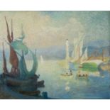 Henri Person (1876-1926) Port de Saint Tropez, vers 1895 Huile sur toile Signée en bas à gauche 81 x