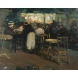 Richard édouard Miller (1875-1943) Scène de café, 1950 Huile sur panneau Signée et dédicacée "à