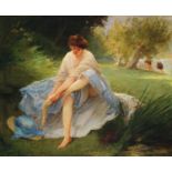 VICTOR GILBERT (1847-1933) Après le bain Huile sur toile Monogrammée en bas à gauche 60 x 73 cm - 23