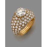 MONTURE CARTIER BAGUE JONC DIAMANT Elle est surmontée d'un diamant taille brillant en châton à