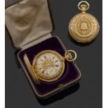 A.H. RODANETvers 1900Importante montre de poche savonnette en or jaune avec chronographe