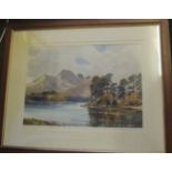 E GREIG HALL (20th Century British) - Derwentwater, watercolour, signed, titled and siged card