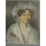 19TH CENTURY ENGLISH SCHOOL - Portrait of a lady, head and shoulders, wearing a white lace cap and