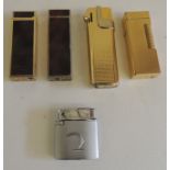 A small Ronson cigarette lighter together with four other assorted cigarette lighters (5)