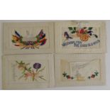 Four WWI embroidered silk postcards includes Gloucestershire Regt (4)