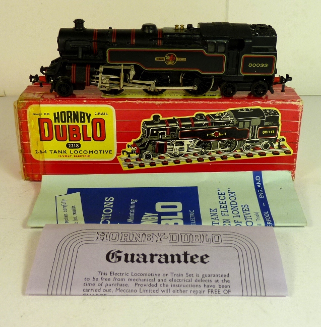 HORNBY DUBLO - 2218 2-6-4T 2 rail locomotive no.80033. BR black in original box with instructions