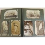 An album of approx 180 assorted postcards including sentimental greeting, photo topo, portraits,