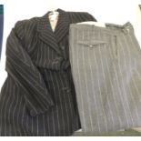 A c.1940's gents dark pin stripe wool jacket and light grey wool pinstripe trousers (2)