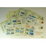 Sixteen RAF "flown" covers each with miniature sheets attached to cover (16)