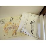 CRICKET - DAVID BYRNE - five limited edition monochrome prints of bowlers, all signed by the