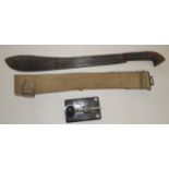 An early 20th Century machete with wire bound wood grip, overall length 57cms together with a