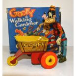 MARX - GOOFY THE WALKING GARDENER tinplate clockwork toy in original box, 20.5cms high ++Goofy lacks
