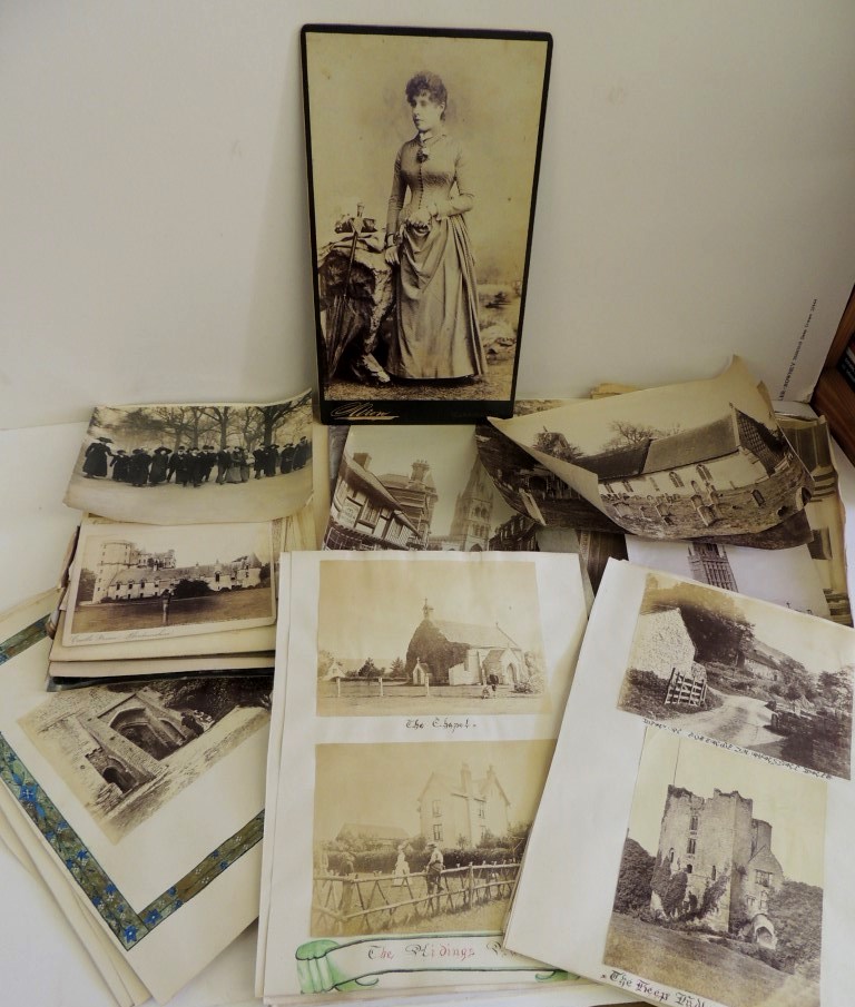 A group of large format British topographical photographs, loose unmounted, and some loose album