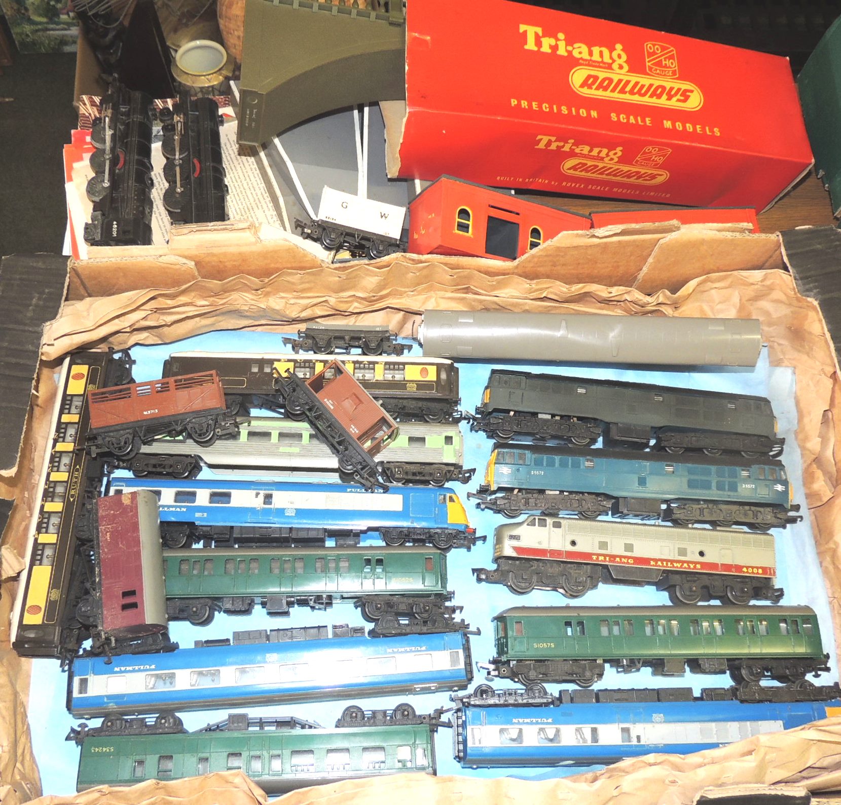 TRIANG - a quantity of unboxed diesel locos, coaches, wagons, two Princess Elizabeth locos ,