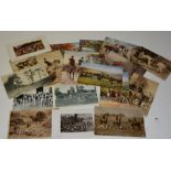 Eighteen hunting related postcards including Frith Devon & Somerset and other D & S cards; The Old