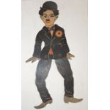 Charlie Chaplin - a "Dancing" printed card figure, single sided, c.1930's  35cms high