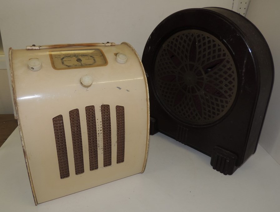 An Ever Ready Radio in cream plastic case, 32cms high 26cms wide together with an earlier Phillips
