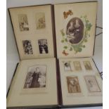 Two Victorian leather bound photograph albums containing a good selection of studio portraits,