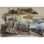 A quantity of loose postcards of trains and railway subjects including LNWR card; many modern