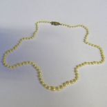 CULTURED PEARL NECKLACE ON MARCASITE CLASP MARKED 925