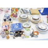 MALING BLUE AND WHITE TUREEN, LOSOL WARE BISCUIT BARREL ASHETS, 19TH CENTURY PLATES ETC